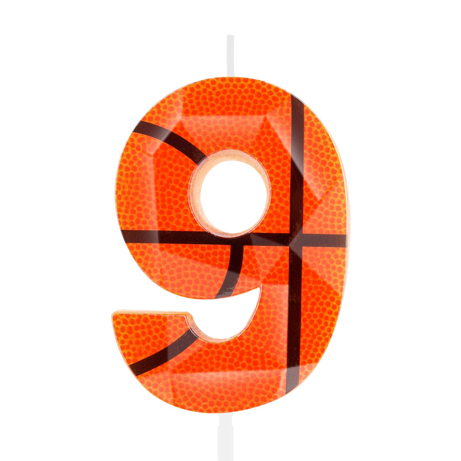 Candele di compleanno 3D con numero 8 di pallacanestro arancione, candela di alta qualità per 8