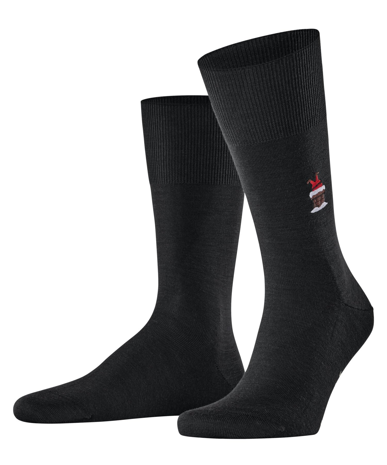 FALKE Men's Airport M So Wool Cotton Plain 1 Pair Socks, Black 3000 Santa Chimney, 8.5-9.5