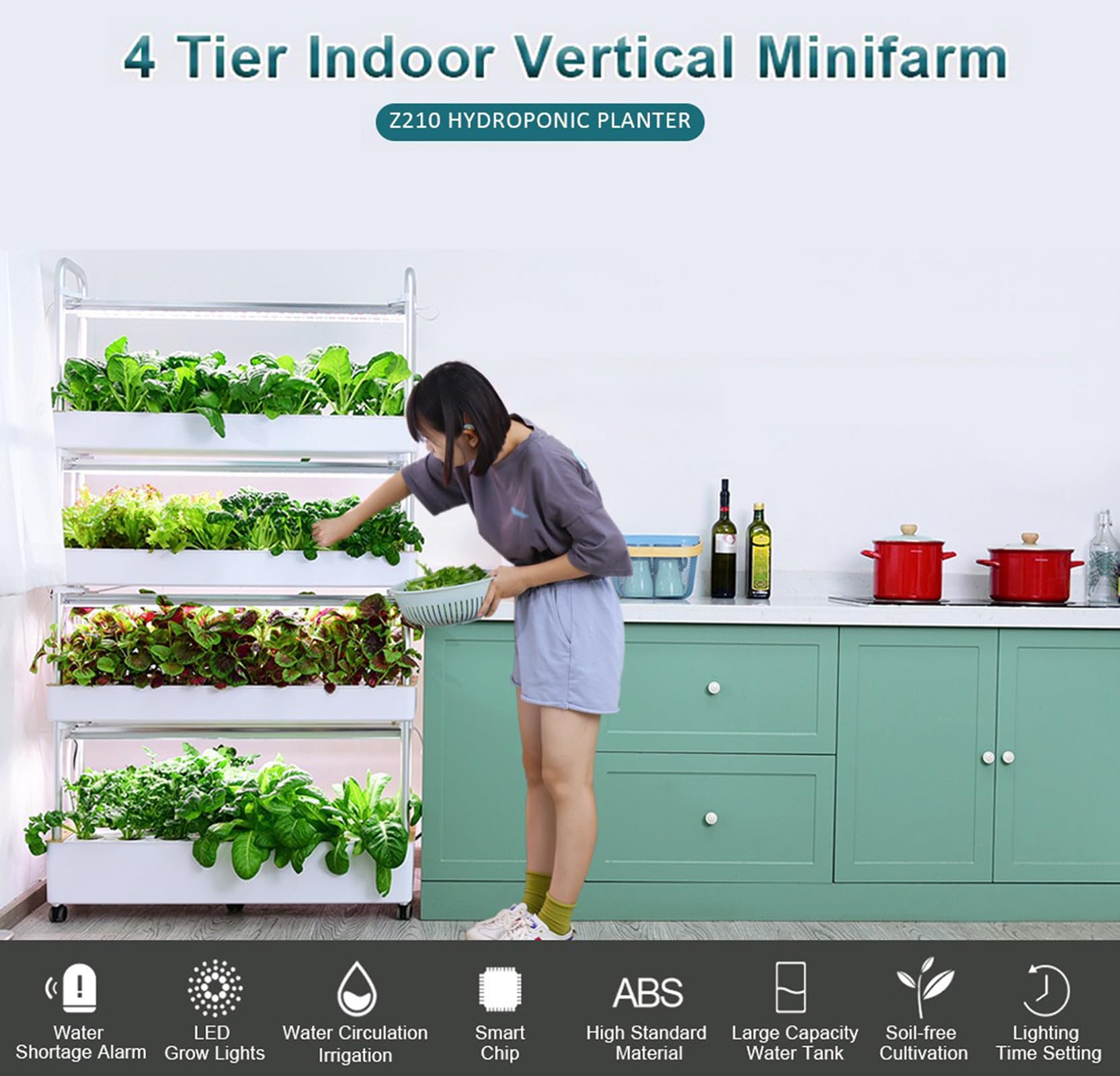 Kit de sistema de cultivo hidropónico con luz LED de crecimiento, configuración de germinación de plantas de jardín interior para el hogar, riego automático, crecimiento hidropónico de verduras y