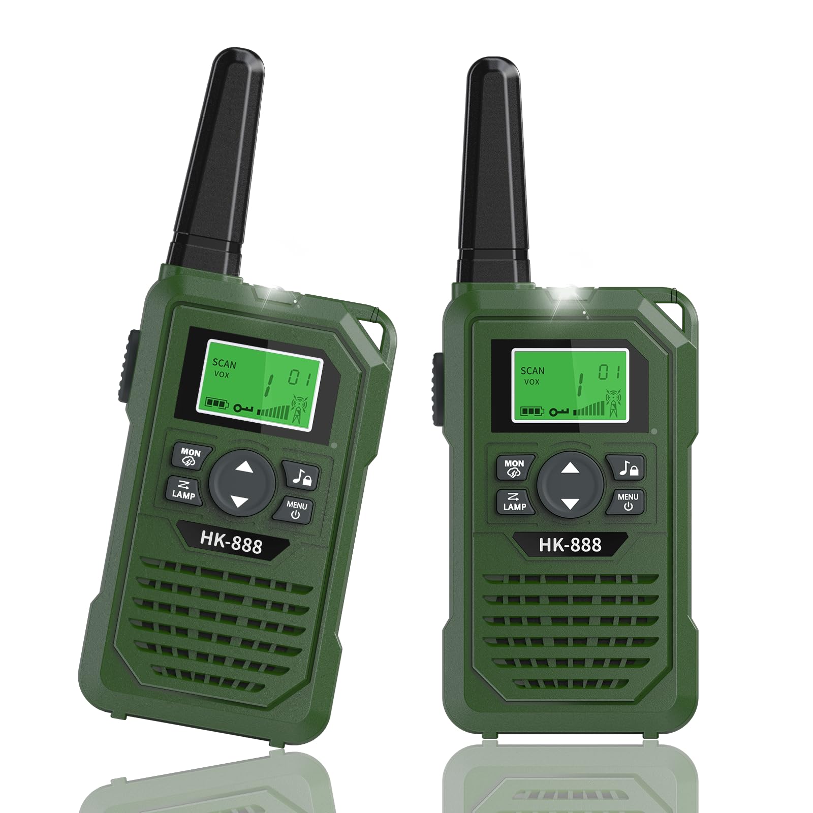 Green Walkie Talkies for Kids Rechargeable,Outdoor Toys for 6-18 Year Old Boys,2 Pack Kids Walkie Talkies with 8 Channels
