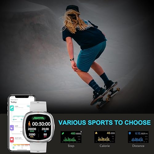 Miniatura 5 de Reloj inteligente para hombres y mujeres, rastreador de actividad física con impermeabilidad IP67, monitor de salud para presión arterial,