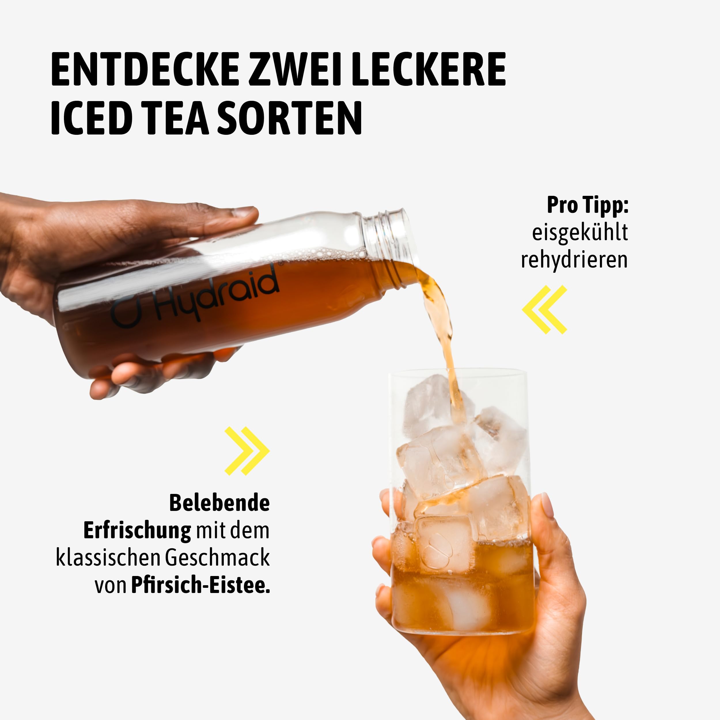 Hydraid® PLUS ENERGY Peach Iced Tea – Elektrolyt Pulver mit Koffein – Mehr Energie & Mehr Fokus – 20 Sticks mit Grüntee Extrakt und Theanin