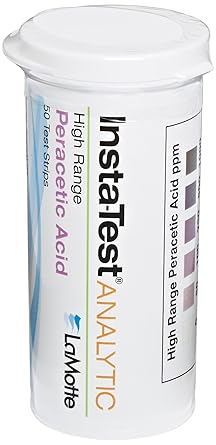 VANSUKY Peressigsäure Teststreifen 0-500 Mg/L - 50 Stück Für Wasseranalyse
