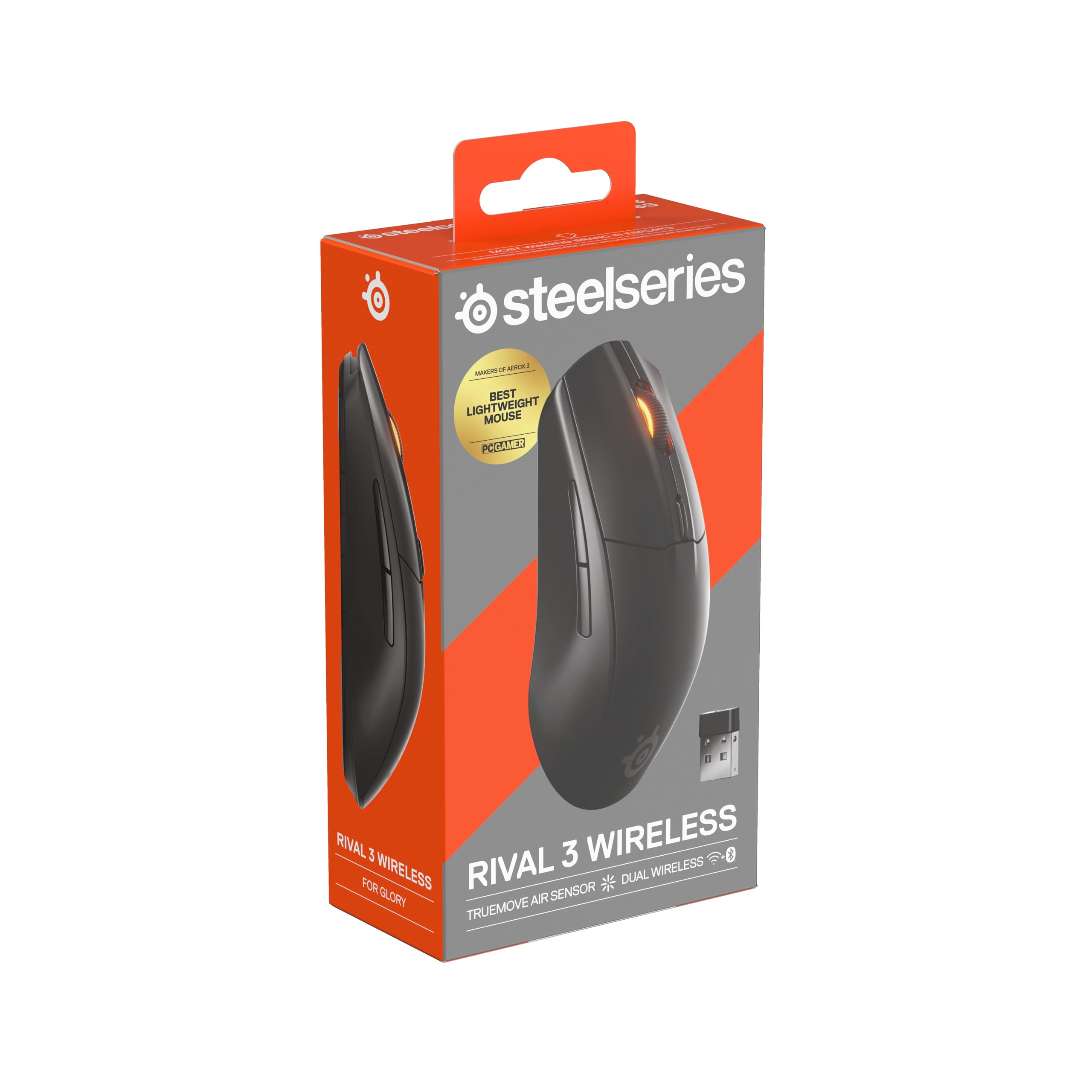 SteelSeries Rival 3 Wireless Gen 2 Gaming-Maus – 2,4 GHz Bluetooth – 18.000 DPI TrueMove Air-Optiksensor – 60 Mio. Klicks – PTFE-Gleitfüße – Schwarz