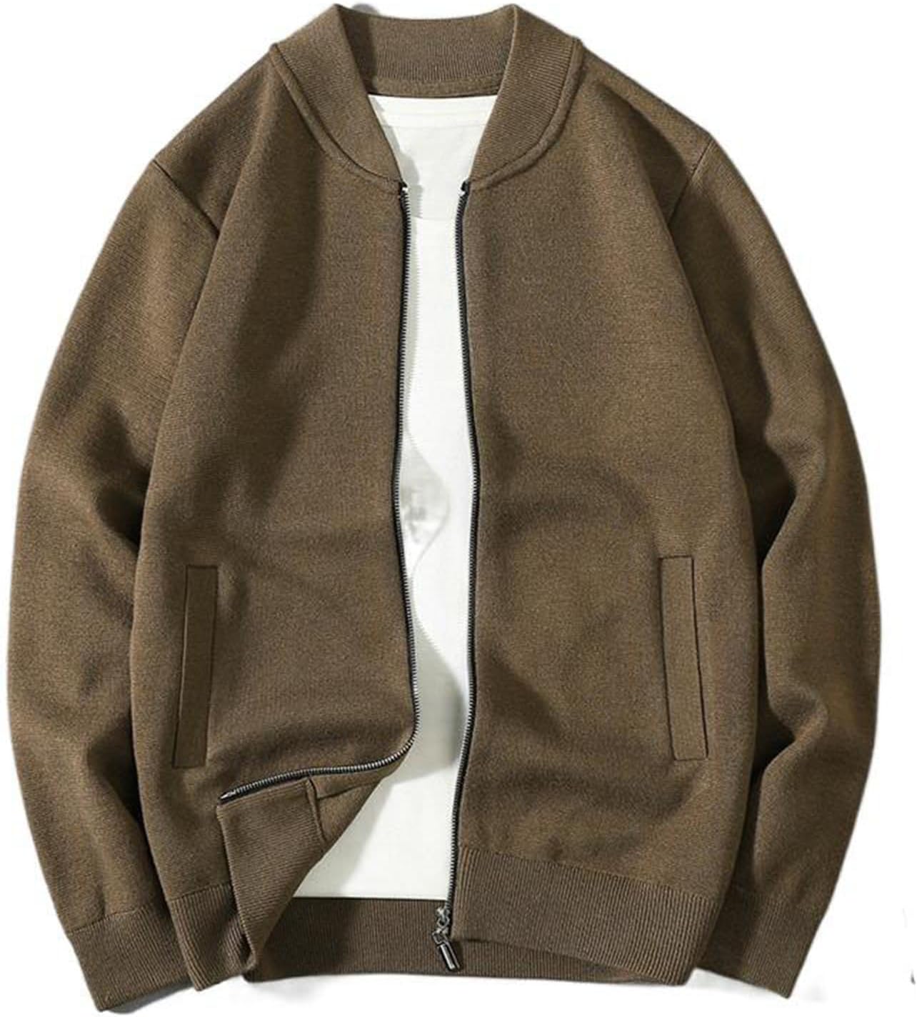 Men's Sweater Baseball Collar Knit Casual Jacket for Men