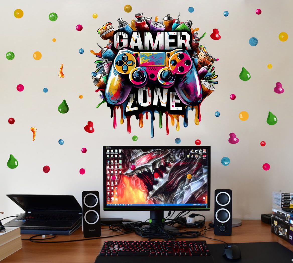 Amazon.com: YIMEHDAN Large 3D Graffiti Gamer Zone Wall Decals