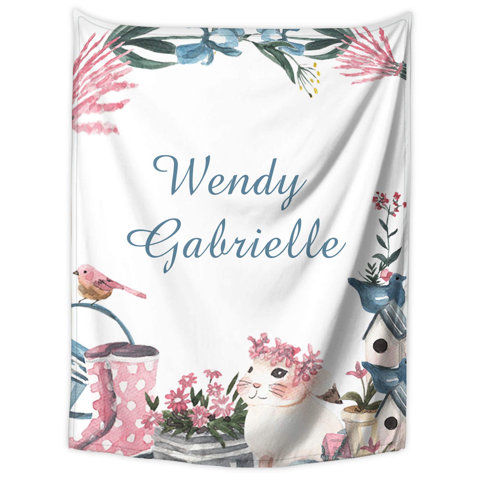 Personalized Baby Girl Blanket With Name - Custom Floral Print, 30"x40" Super Soft Polyester - View #4