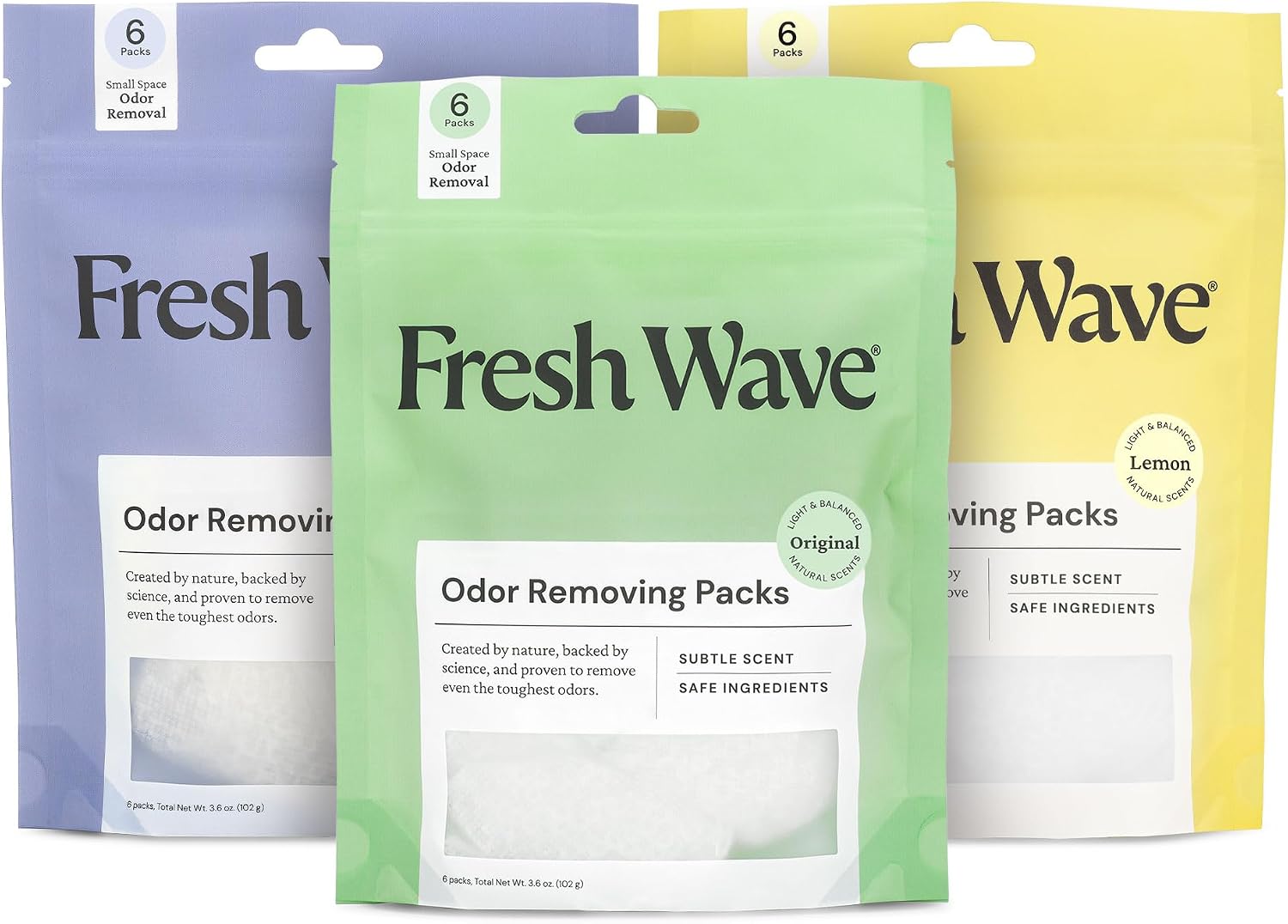 Fresh Wave Odor Removing Packs Bundle: (3) 6 ct. Packs - Lemon, Lavender, Original