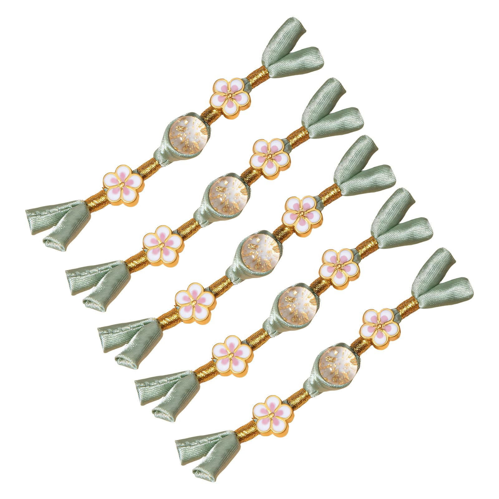 Alloneslife Light Green 5Pcs Traditional Chinese Knot Button Closure Decorative Sewing Button Fasteners For Wedding Dress Costume Decoration Old Dressmaking Components