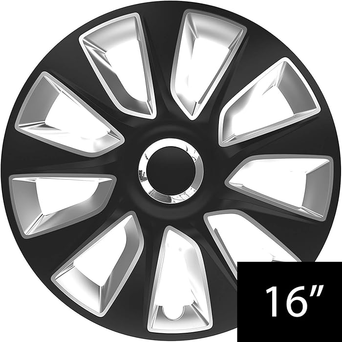 Buy UKB4C 16" Alloy Look Black & Silver Stripe MultiSpoke Wheel Trims