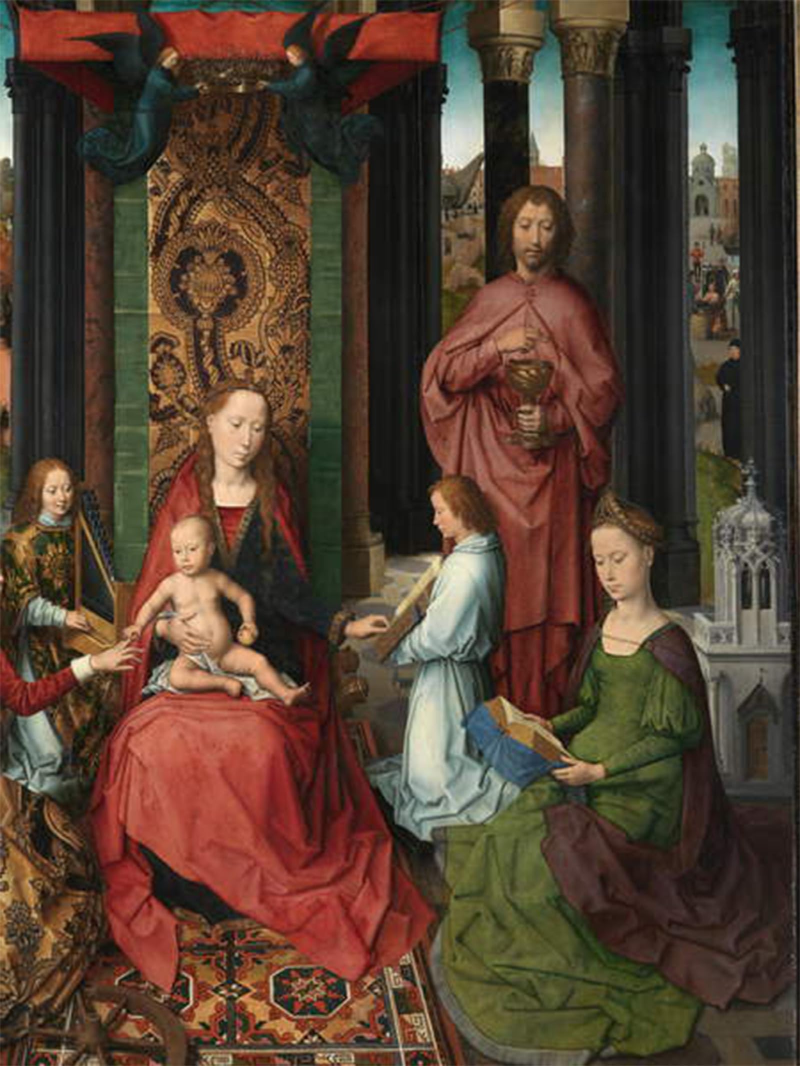 ARTXLXXBN Famous Prints Artwork Pictures Poster Painting Art Detail of the Central of the of Saint the Baptist and Saint the Evangelist by Hans Memling for Home Decor 60x90cm