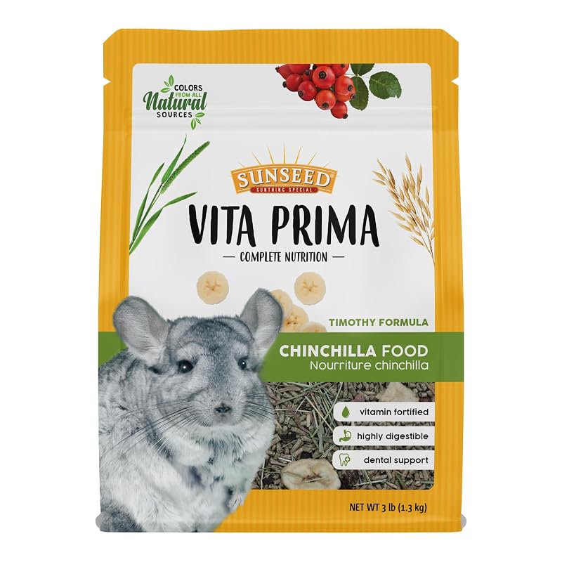 Alimento para Chinchila Sunseed Vita Prima com Feno Timothy, Vitaminas e Minerais, 1,36 kg