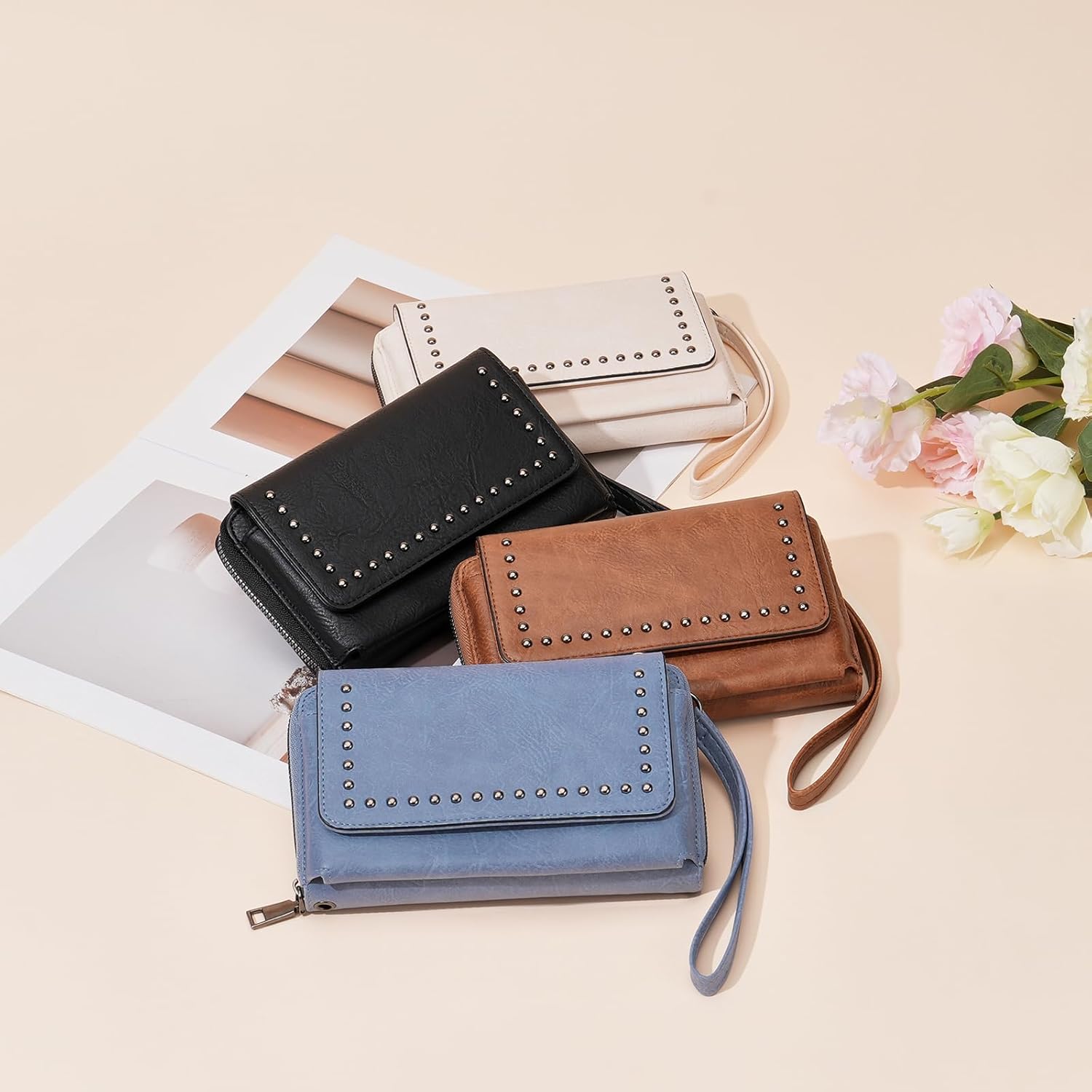 GAEKEAO Small Crossbody Bag for Women Vegan Leather Cell Phone Wallet Wristlet Purse Clutch with Zip Around 2 Straps - Image 2