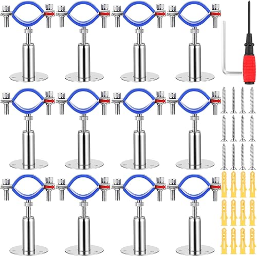 Miniatura 8 de 8 piezas de soportes de tubo para montaje en pared y techo de acero inoxidable 304, adecuados para diámetro exterior de 1/2" (20-22mm), altura