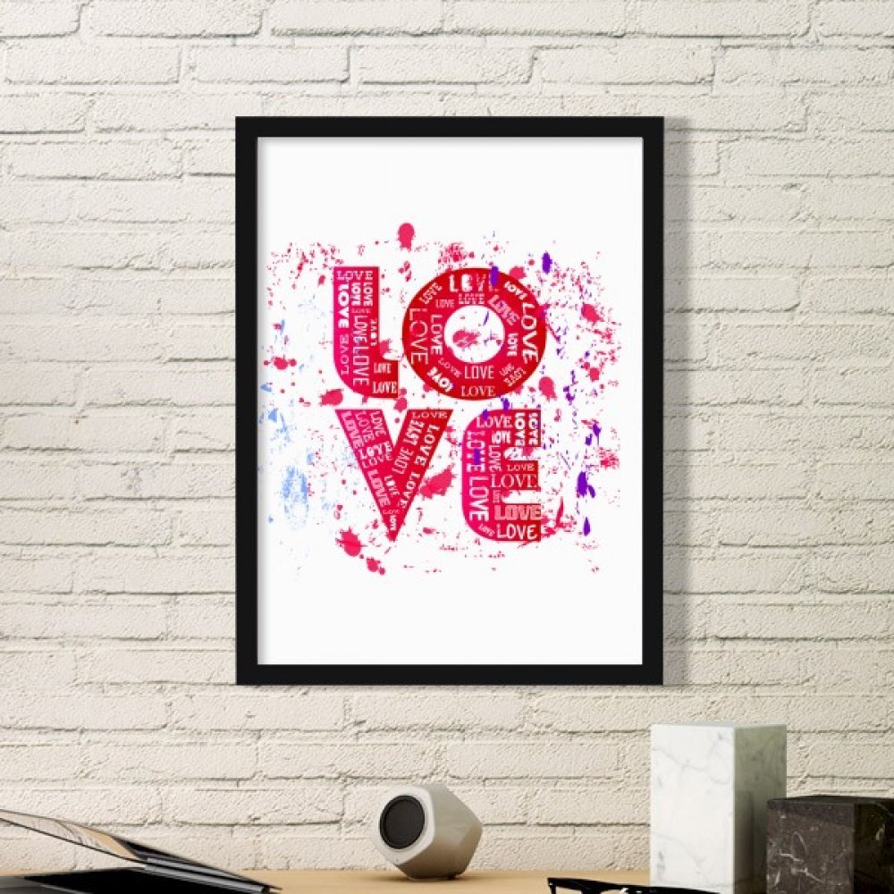 Cadre photo small noir rose saint valentin motif peinture d'art moderne