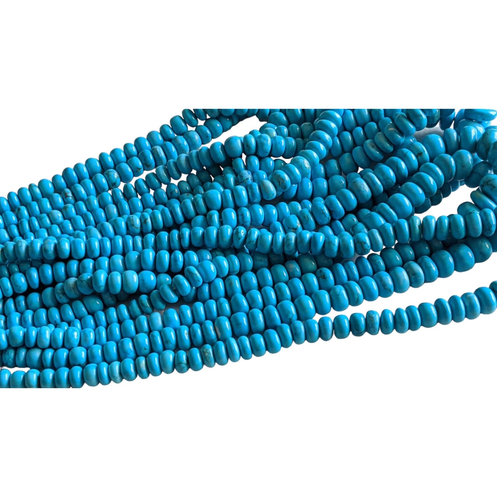 Damskie 6-8 mm Howlite Turkusowe zwykłe koraliki Rondelle, zwykłe koraliki Rondelle, chińskie turkusowe koraliki do biżuterii 8 cali, 74 szt