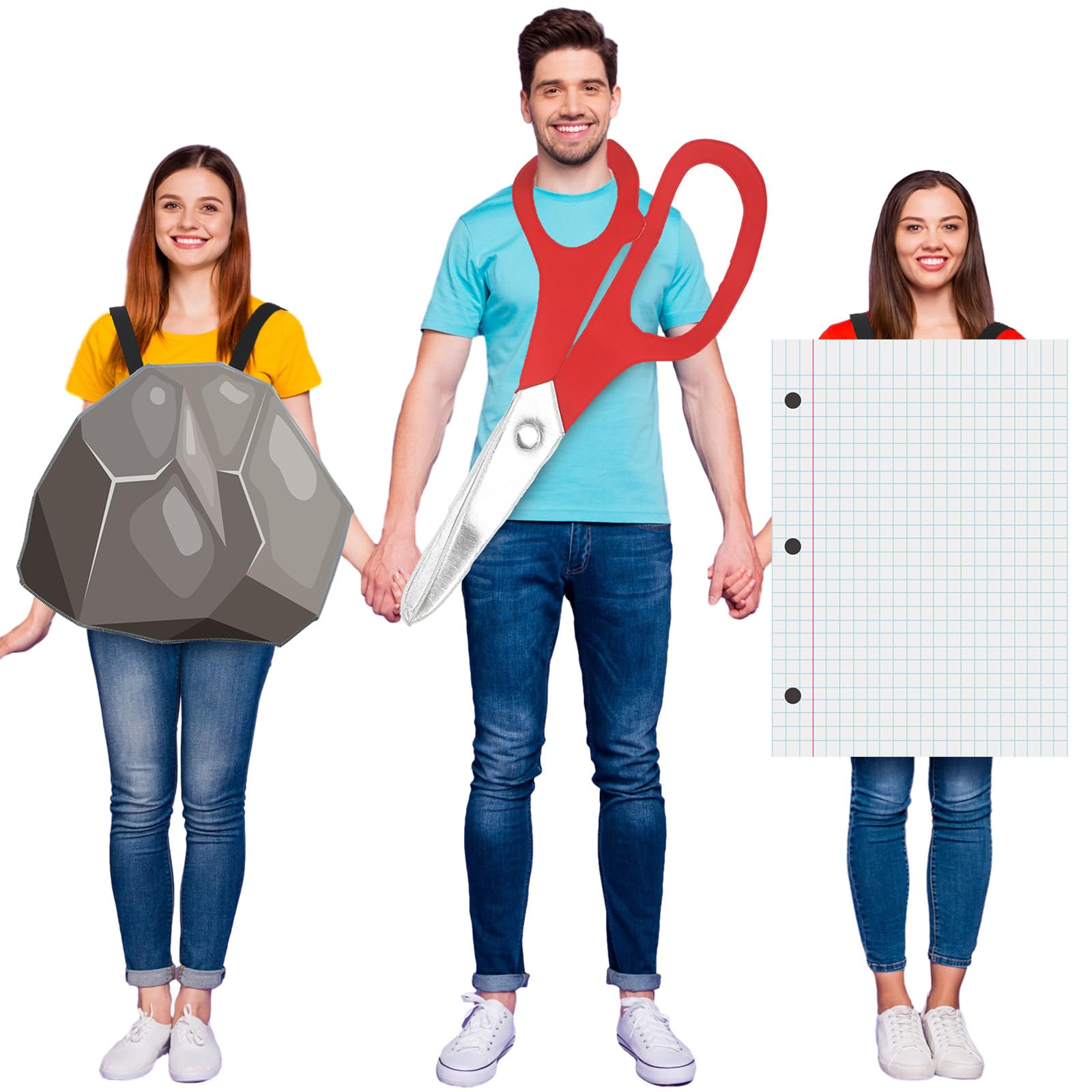 Patelai Rock Paper Scissors Costume Fun Halloween Outfits Group Costume 3 People Halloween Group Pack for Adults