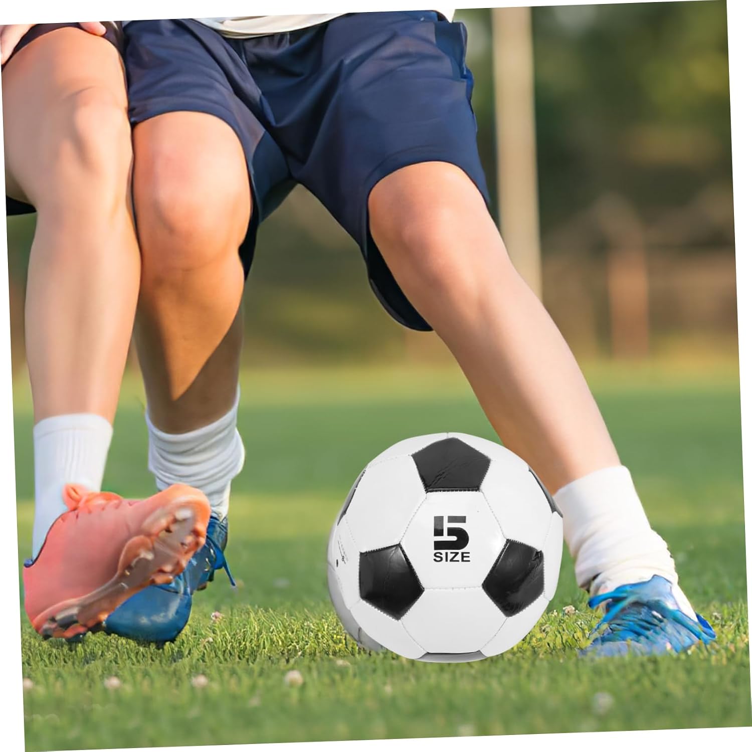 SUPVOX 6pcs PVC Soccer Balls Machine Stitched Outdoor Footballs for Training Practice and Games Durable Black White Design for Youth Adult Play