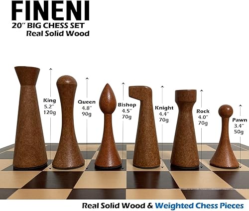 Miniatura 4 de FINENI Lujoso juego de ajedrez de madera maciza de color original real lujoso de 20 pulgadas. Juegos de tablero de ajedrez duraderos hechos a mano