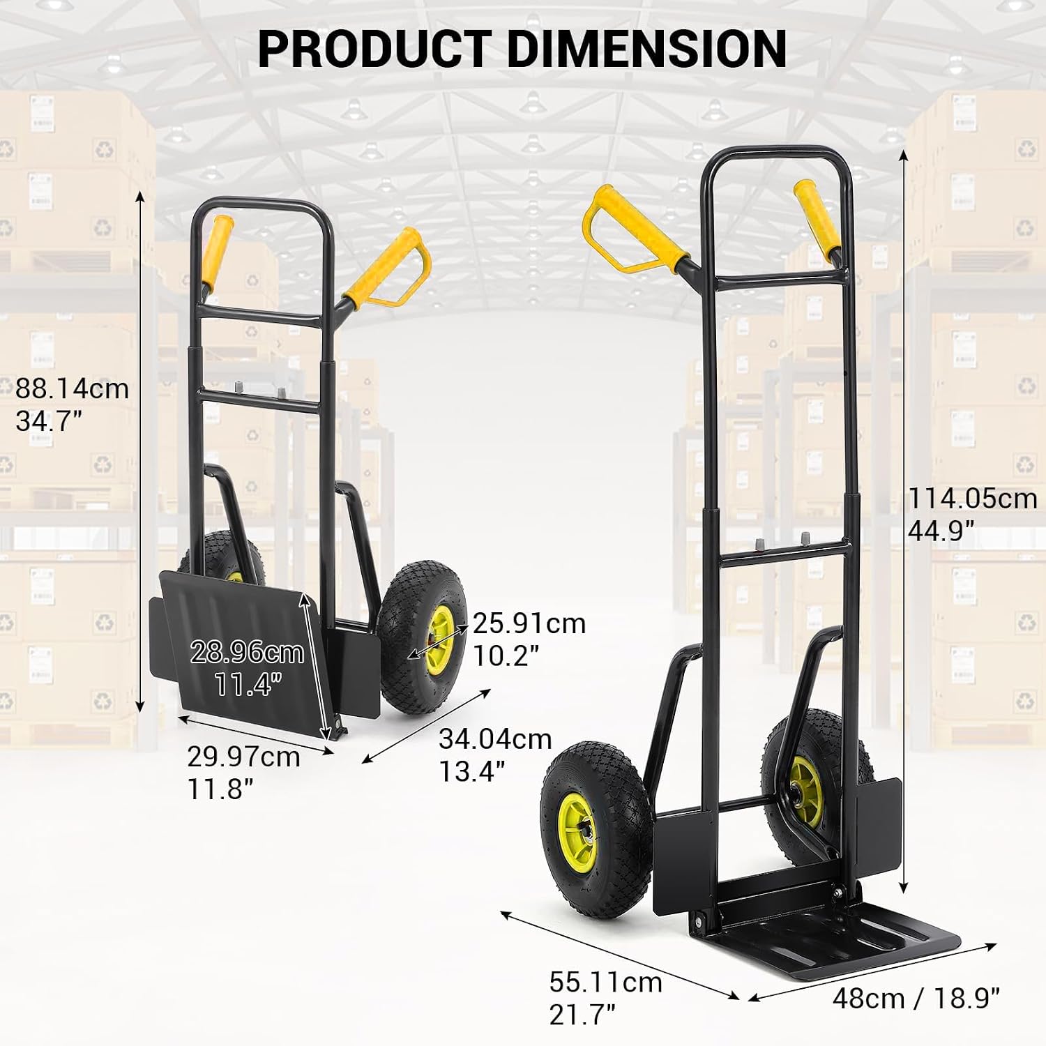 GarveeTech Heavy Duty Hand Truck Dolly with 10 in Rubber Wheels & 35 in - 45 in Telescoping Handle & Foldable Toe Plate, 400 LBS Capacity Utility Hand Truck for Moving