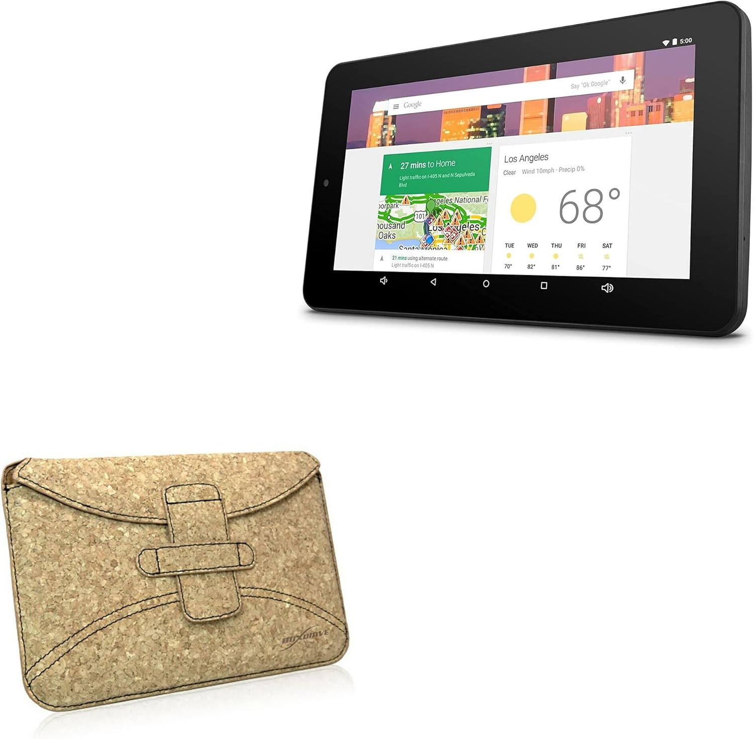BoxWave Case Compatible with Ematic EGQ347 - Quorky Pouch, Durable, Lightweight Cork Envelope Sleeve Cover