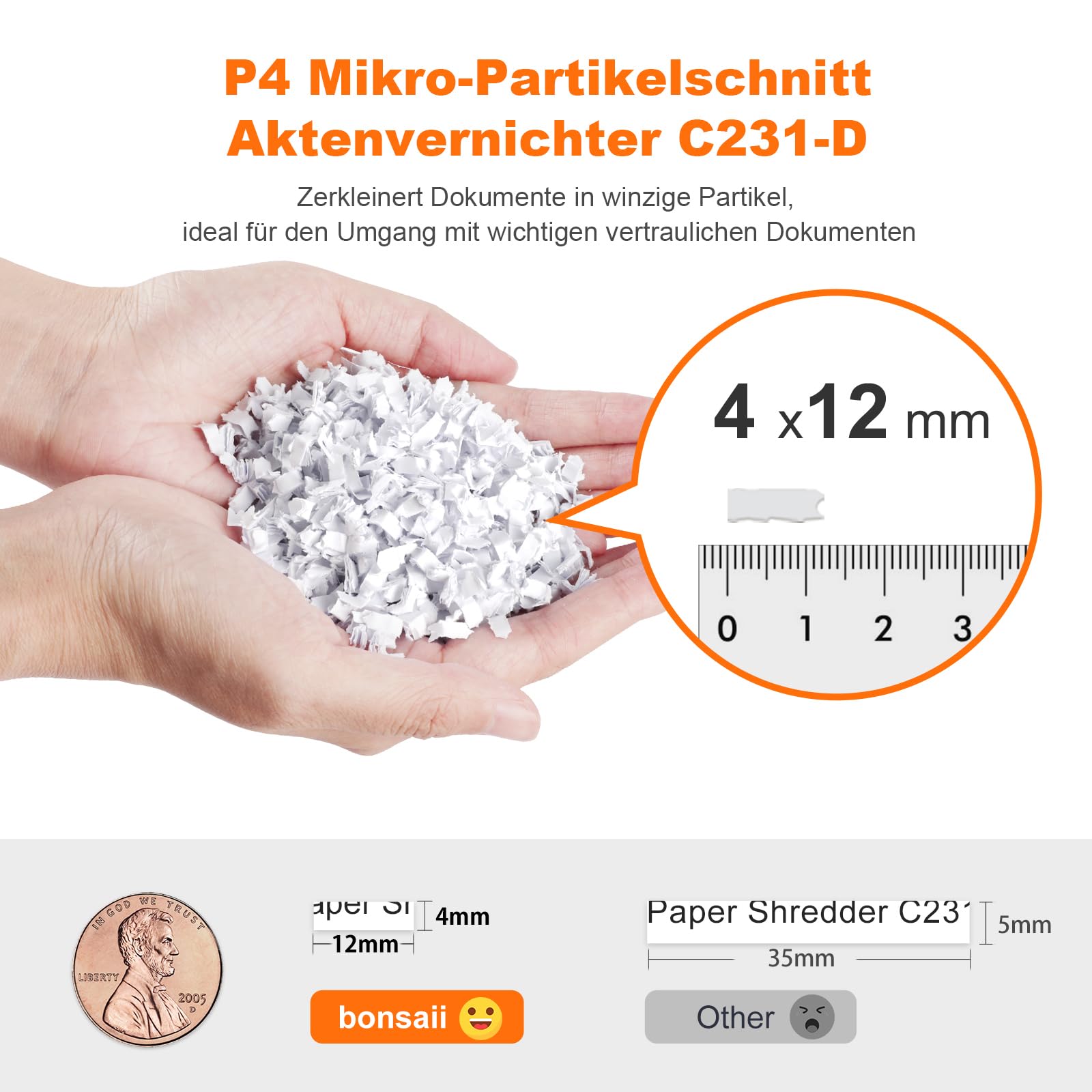 Bonsaii Aktenvernichter 100 Blatt Auto-Feed, P-4 Mikroschnitt | Anti-Stau-Funktion, 30 Min Dauerbetrieb, 16 L Auffangbehälter, leiser Betrieb für Zuhause und Büro, C231-D