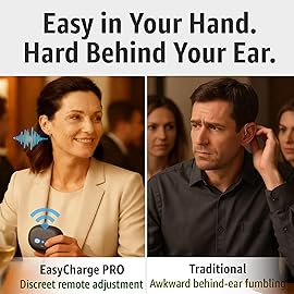 EarCentric EasyCharge PRO Digital OTC Hearing Aids for Seniors - No App, No Bluetooth Needed - Remote Control Charging Case with UV Light & Auto-Dryer