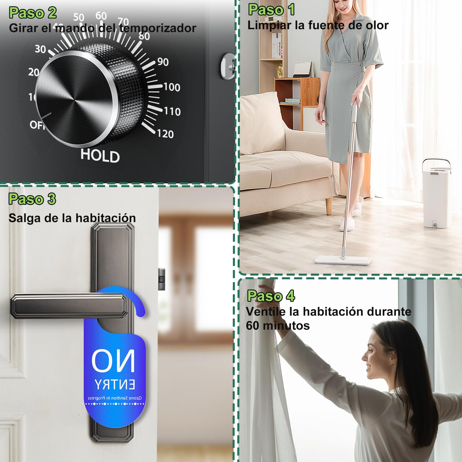 Generatore di ozono Professionale 60000 mg/h, dispositivo di ozono con indicatore di temperatura e umidità, purificatore d'aria con timer da 120 minuti,300 ㎡, per Casa Ambienti, Auto, Uffici, Hotel
