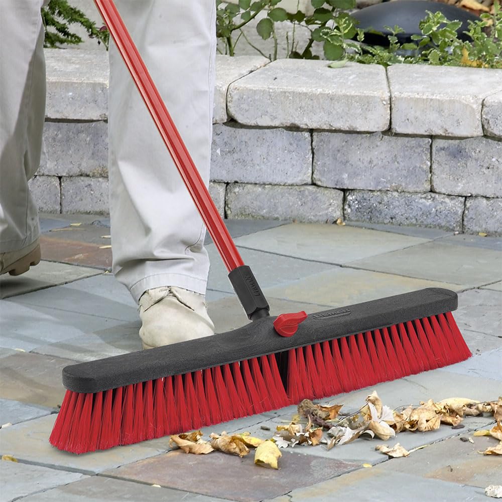 Libman Commercial 805 Multi-Surface Push Broom, 64" Length, 24" Width, Black/Red (Pack of 4)