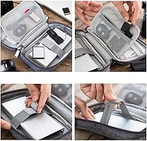 Organizer Per Cavi E Accessori Elettronici - Borsa Impermeabile In Oxford, Con Elastichi, Rosso - 6