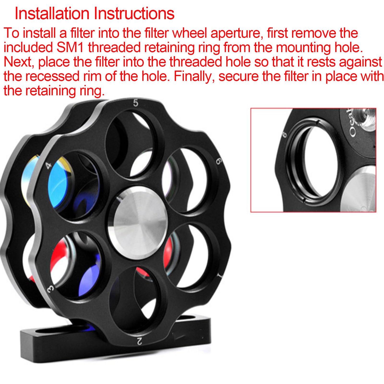 Soporte Para Ruedas De Filtros De Doble Rueda, Diseño Coaxial Tipo Jaula Con Interfaz Roscada M6 Y Rosca Sm1, Con Capacidad Para 12 Filtros De 1 Pulgada, Para Telescopios De Observación Óptica