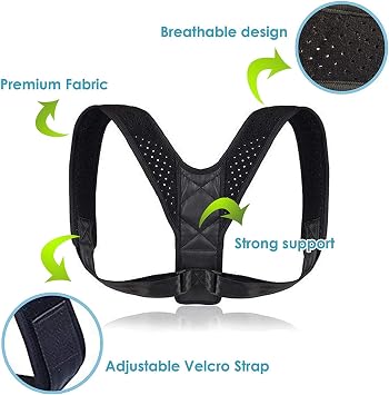 posture corrector for women men Adjustable Back brace for Upper Back, Shoulder strap and back Support pain relief Size L (24-48inch)