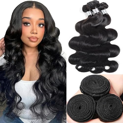 12A Human Hair Bundles 16 18 20 Inch Body Wave 100% Unprocessed Brazilian Virgin Hair 3 Bundles Deals Human Hair Extensions Quick Weave Natural Color For Women