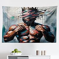 Vista 78 de Ambesonne Tapiz de naturaleza, silueta de oso salvaje en el bosque de la selva en la noche oscura, ilustración para colgar en la pared para Verde