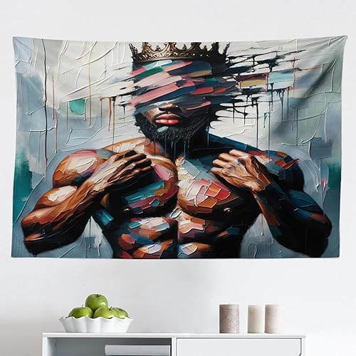 Miniatura 78 de Ambesonne Tapiz de naturaleza, silueta de oso salvaje en el bosque de la selva en la noche oscura, ilustración para colgar en la pared para Verde