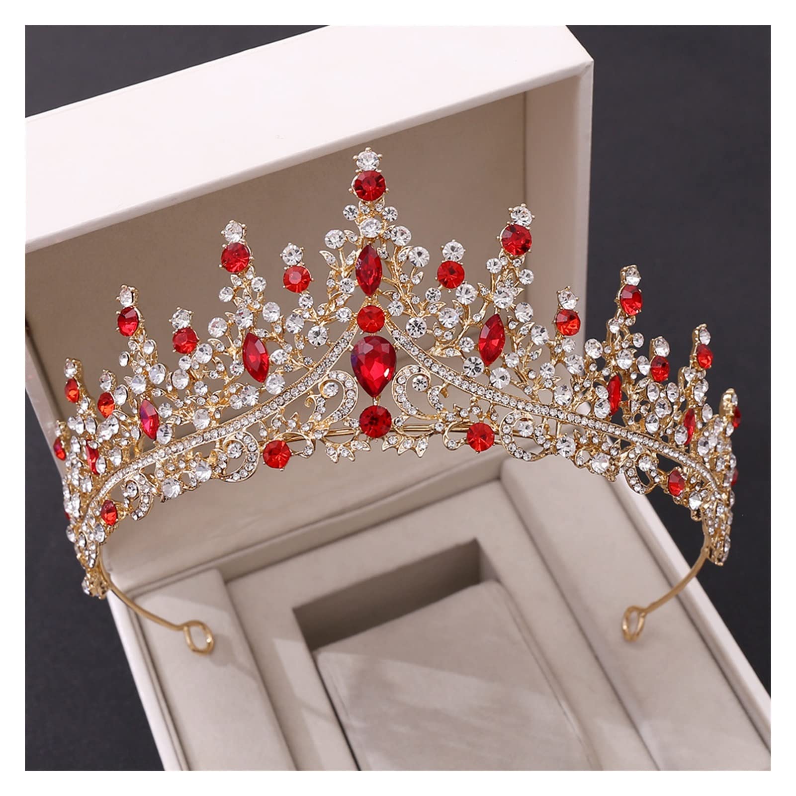 LNNSHX Barock Retro Rose Gold Pfirsich Kristall Braut Tiaras Krone Strass Festzug Prom Diadem Braut Stirnband Hochzeit Haarschmuck Tiara (Metallfarbe: Gold)