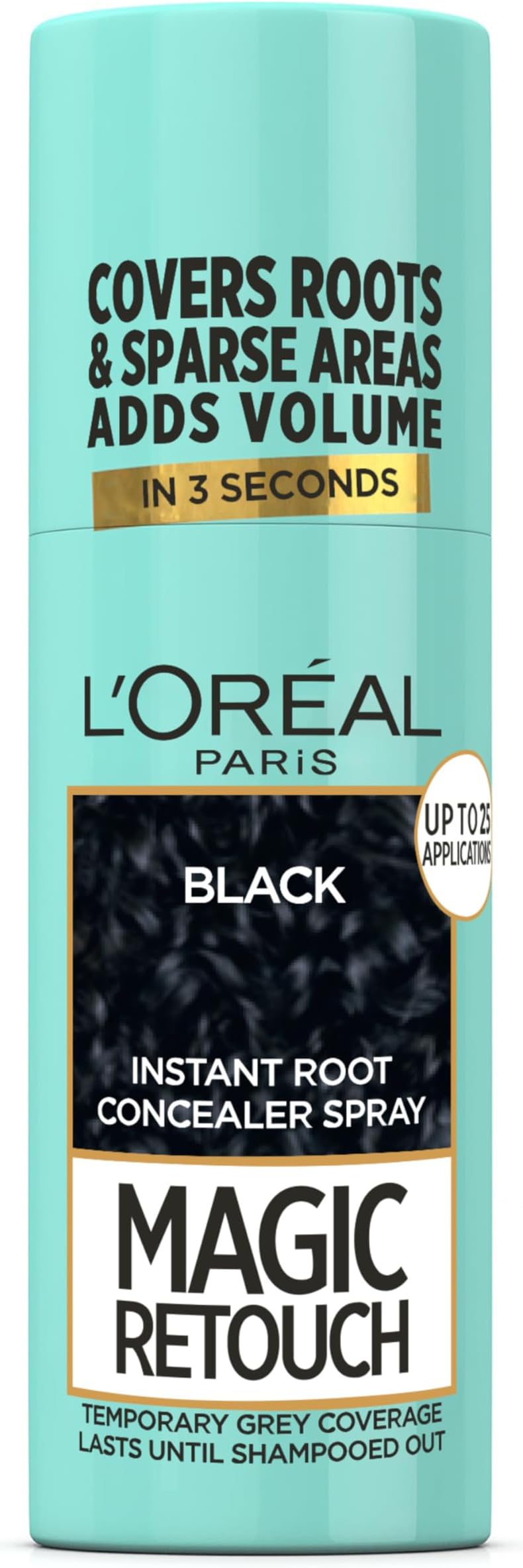 L'Oréal Paris Black Magic Retouch Hair Colour Root Concealer Spray (75ml), Instant 100% Grey Coverage & Flawless Blend, Quick & Easy Application