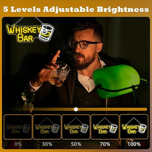 Miniatura 2 de Letrero de neón para barra de whisky, luces LED de neón para decoración de pared, letreros de bar iluminados para el hogar, bar, carrito,