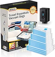 Vista 1 de BRODI 18 Combo Pack Travel Vacuum Bags with Pump - Space Saver & Travel Essentials, Clothing & Luggage Vacuum Seal Bags