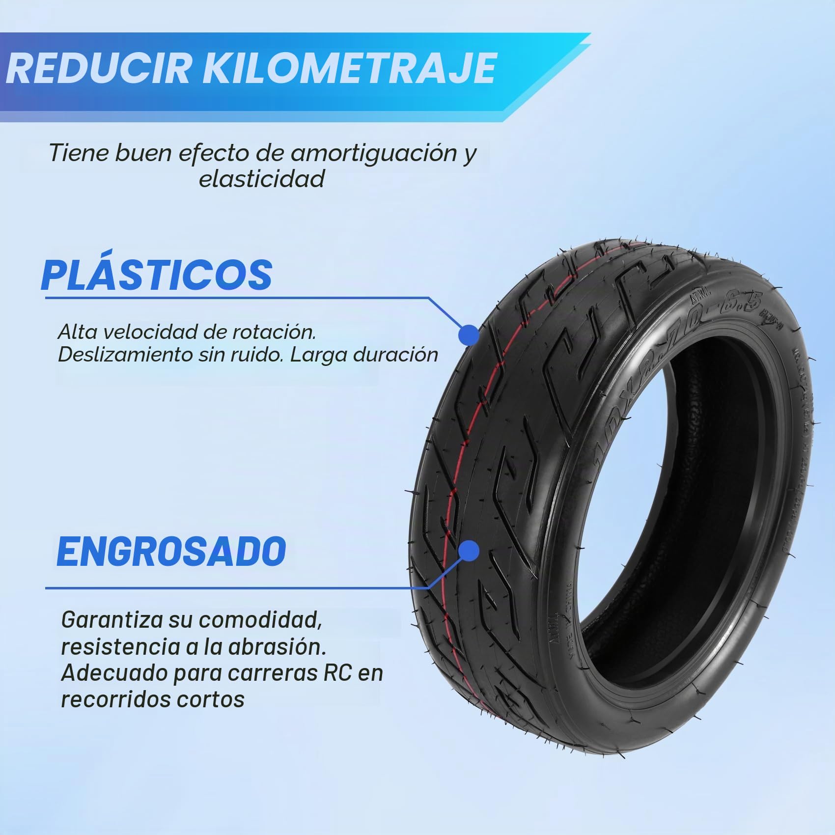 NeumáTico Sin CáMara 10X2.70-6.5 NeumáTicos de VacíO Se Adapta a Scooter EléCtrico Scooter Equilibrado NeumáTicos de VacíO de Aproximadamente 22,5 cm