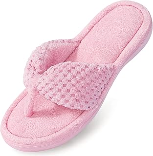 Women's Flip Flop Slippers Memory Foam Slip on Thong Slipper, Breathable Cozy Open Toe House Shoes, Anti-Skid Rubber Sole Sandal Indoor Outdoor - Buy now