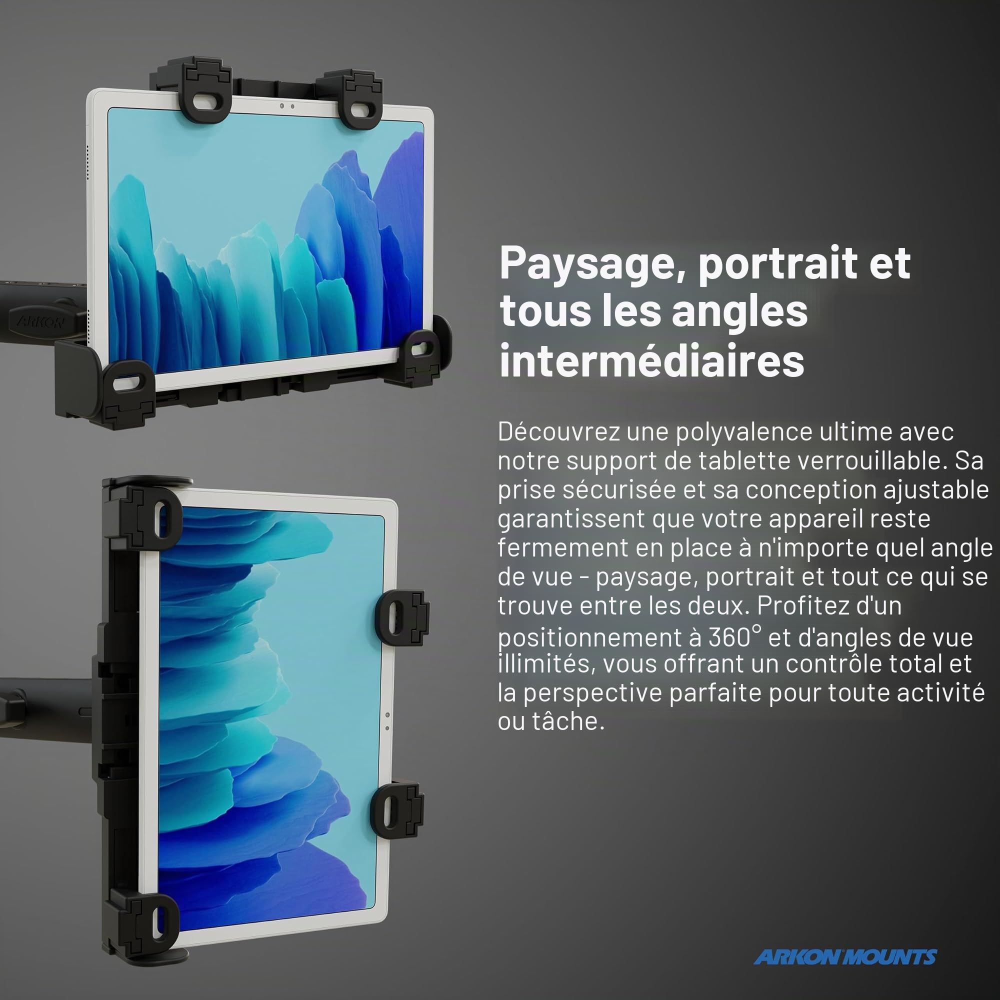 ARKON Supports – Support de Tablette pour Chariot élévateur avec Support de Protection Avant | Support de Tablette pour Chariot élévateur | Support de Verrouillage avec clés et matériel de sécurité |