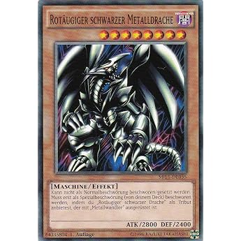 MIL1-DE035 - Red-Eyed Black Metal Dragon - Common - Unlimited - German - Millennium Pack - with LMS Trading Fieldcenter Card Yugioh