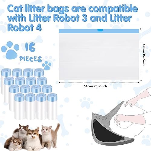 Miniatura 2 de Harloon 100 bolsas de arena para gatos compatibles con robot, bolsas de basura de 34 para cajones de desechos, bolsas de basura de 9 a 11 galones,