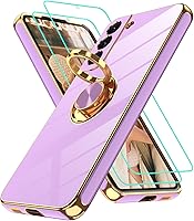 Vista 100 de Gritup Funda para Samsung Galaxy A14 5G: Funda para Samsung A14 2 piezas, protector de pantalla, soporte de anillo de rotación de 360°, soporte
