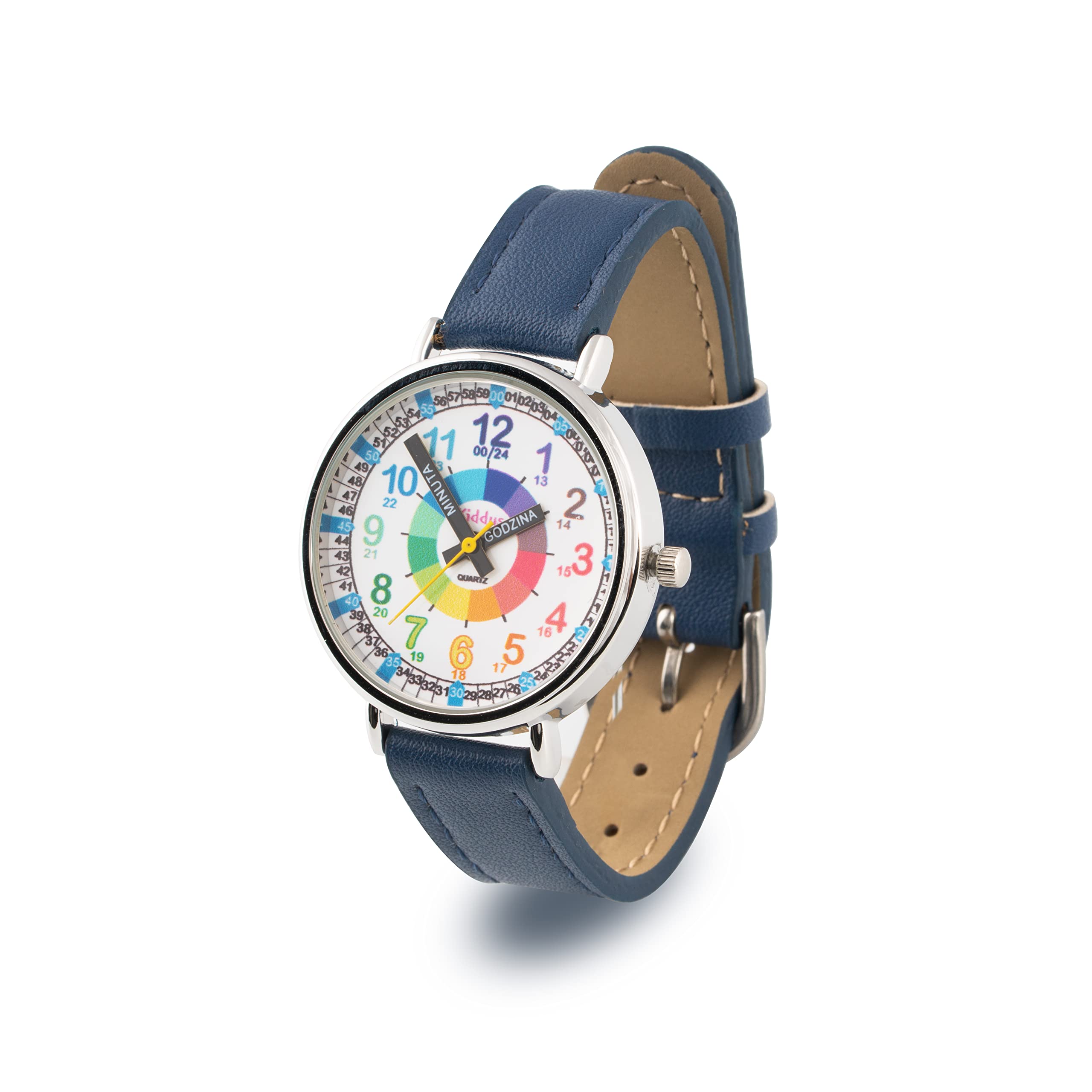 Reloj educativo infantil Kiddus para aprender la hora con esfera analógica y correa de piel 8
