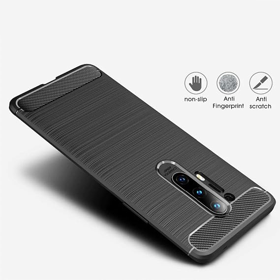 Microcase OnePlus 8 Pro Brushed Carbon Fiber Silikon Kılıf- Siyah