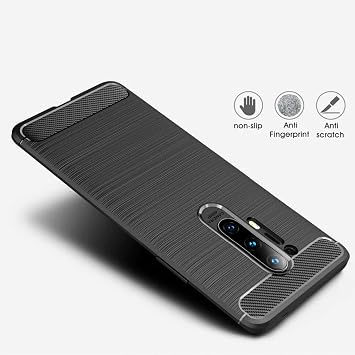 Microcase OnePlus 8 Pro Brushed Carbon Fiber Silikon Kılıf- Siyah