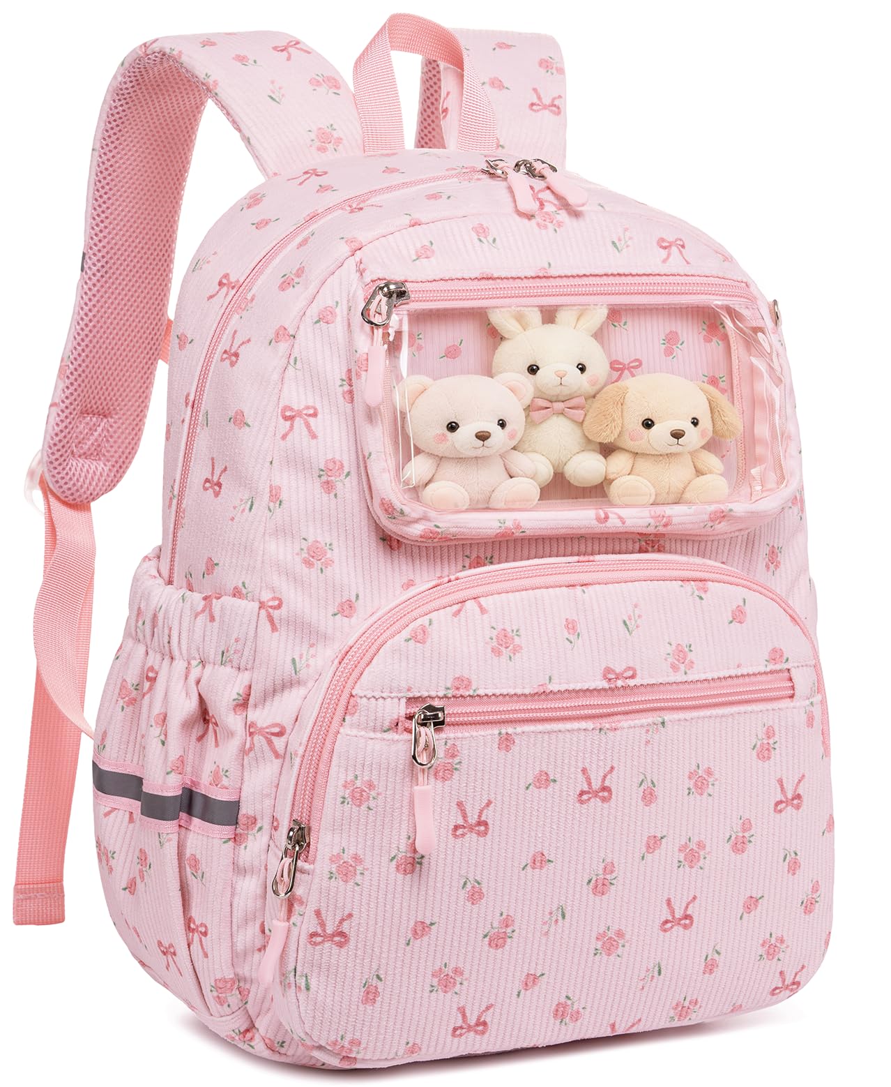 Bluboon Kids Backpack for Girls Boys Toddler, Cute Corduroy Preschool Daycare School Bookbag with Insulated Pocket, Clear Display Pocket, Chest Strap