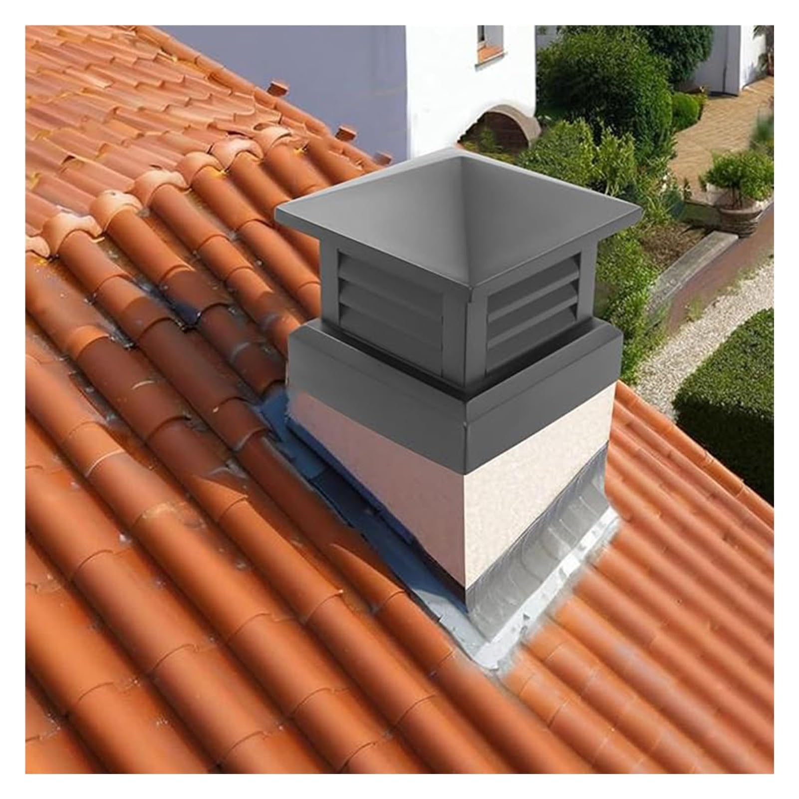 Tapa Obturador Lluvia para Mayor Protección Y Flujo Aire Tapón Chimenea Aleación Aluminio Cubierta Chimenea Al Aire Libre Tapa Ventilación Techo(15.75x15.75in/40x40cm)